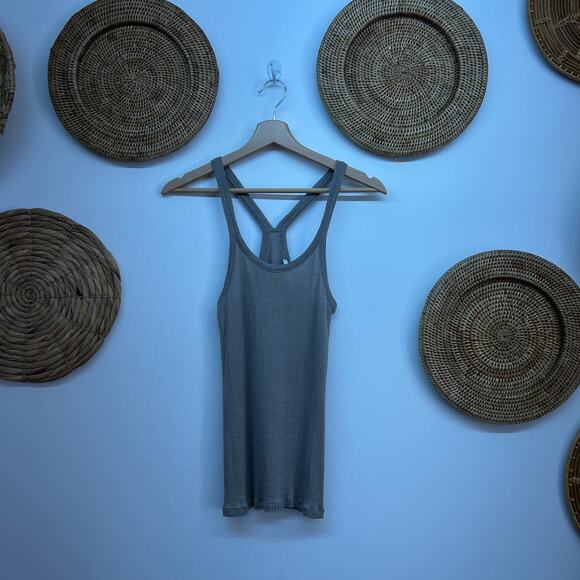 Vanessa Bruno Designer Brown Silk Wood Ribbed Racerback Tank Top 1 / XS Scoop - Picture 1 of 5